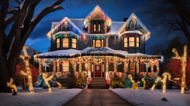 Decorated House with Lights