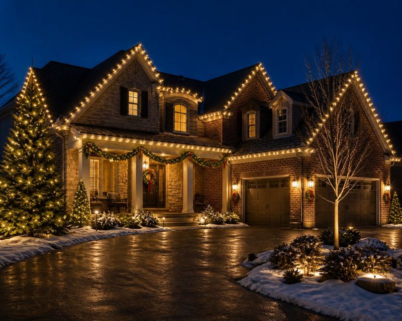 Christmas Lights Hanging in Roswell, GA