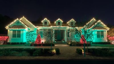 Holiday Lights Hanging in Roswell, GA